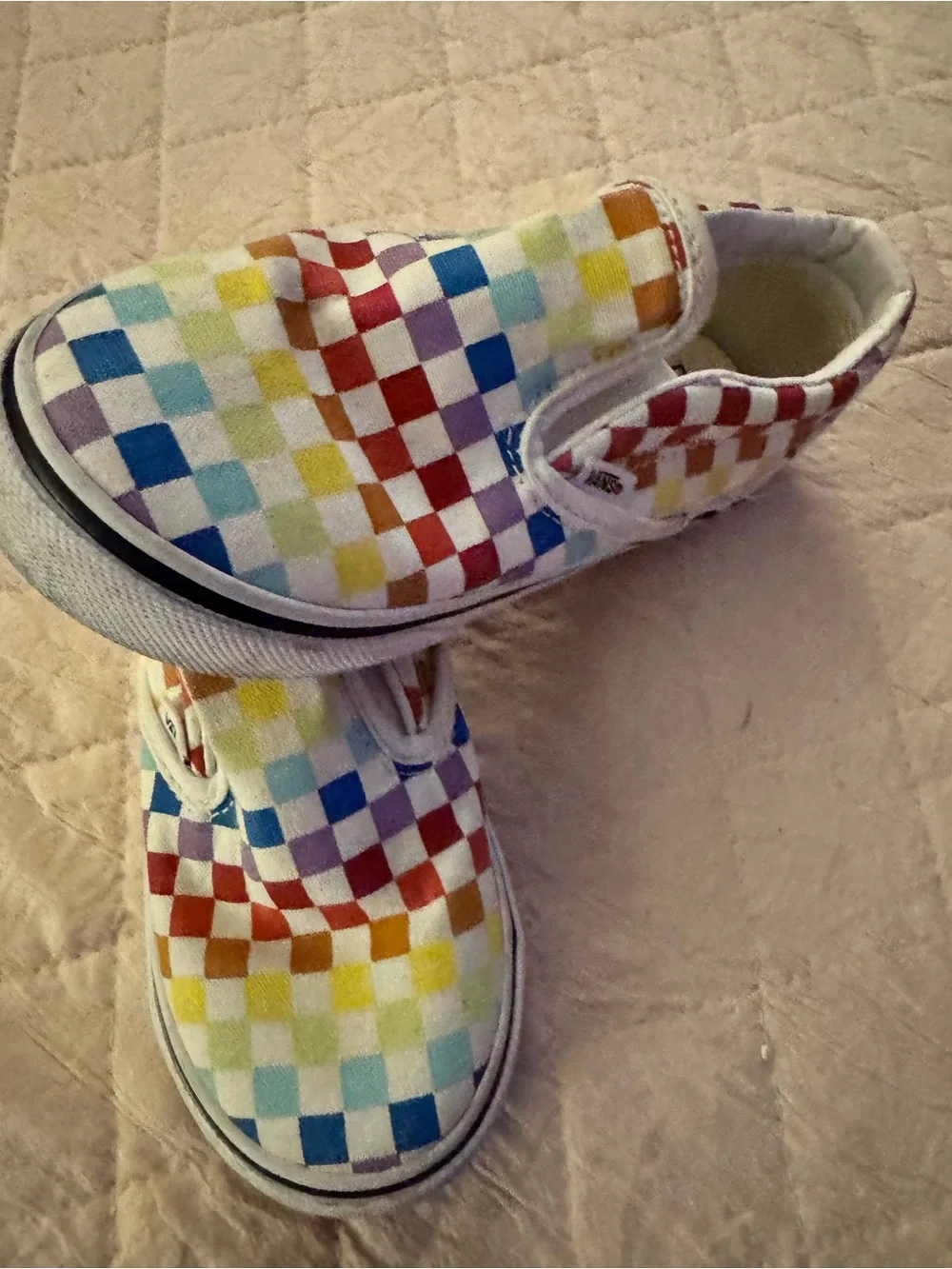 Vans Kids Multicolor Rainbow Checkerboard Slip-On Sneakers